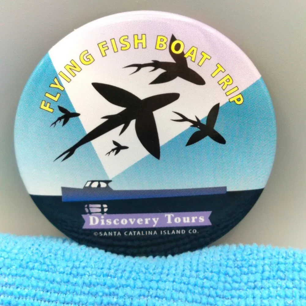 Flying Fish Boat Trip Vintage Pin Button Pinback Discovery Tours Santa Catalina